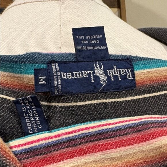 Vintage Ralph Lauren Hand Woven Cotton Southwestern Button Down Shirt sz Medium - Picture 10 of 12